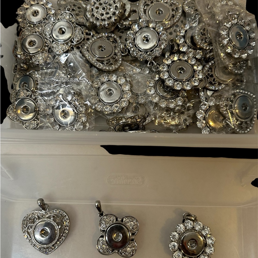 (48) Varieties Silver Snap Button Charms - image 3